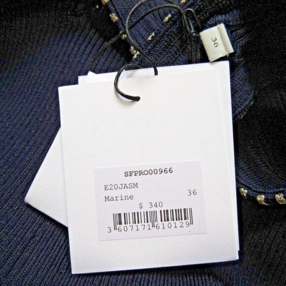 NWT Sandro Jasm in Marine Ribbed Stretch Knit Fi & Flare Tank Dress 36 / US 4 - Picture 7 of 10